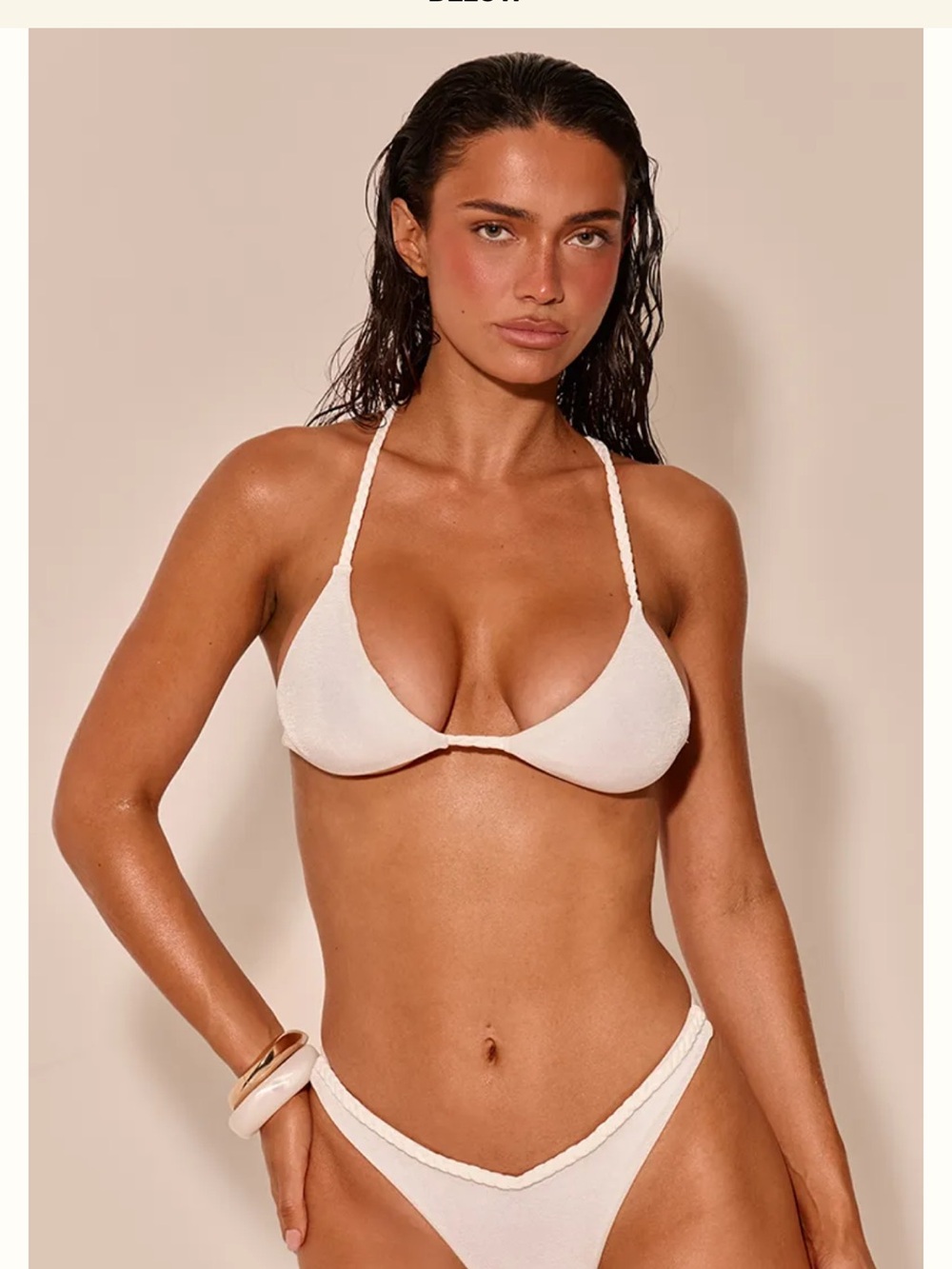 PrettyLittleThing Cream Triangle Bikini Set